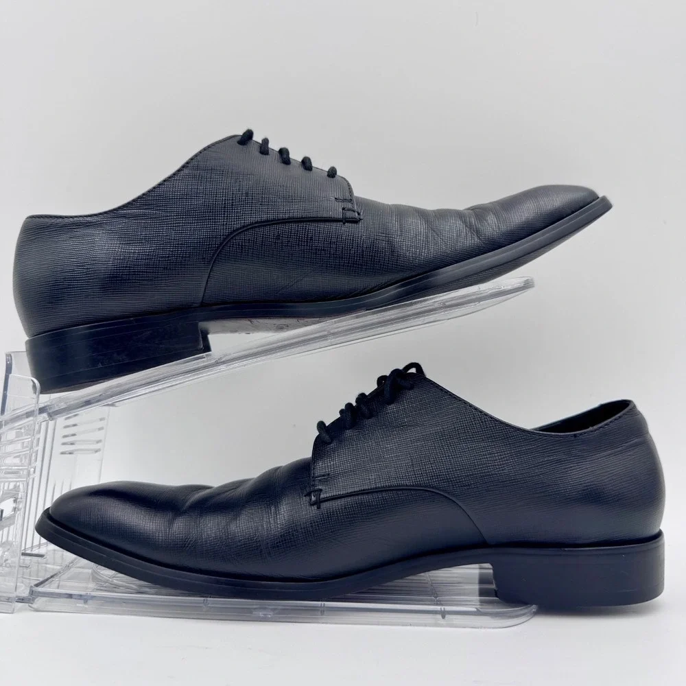 Calvin Klein Fulton Mens Black Textured Leather Derby Dress Shoes Size 8.5 M